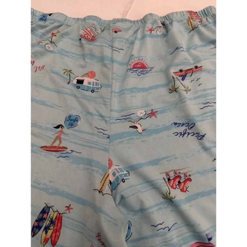 Youth XL 16–18 Pajama Lounge Pants Beach Surf Print Elastic Waist 32